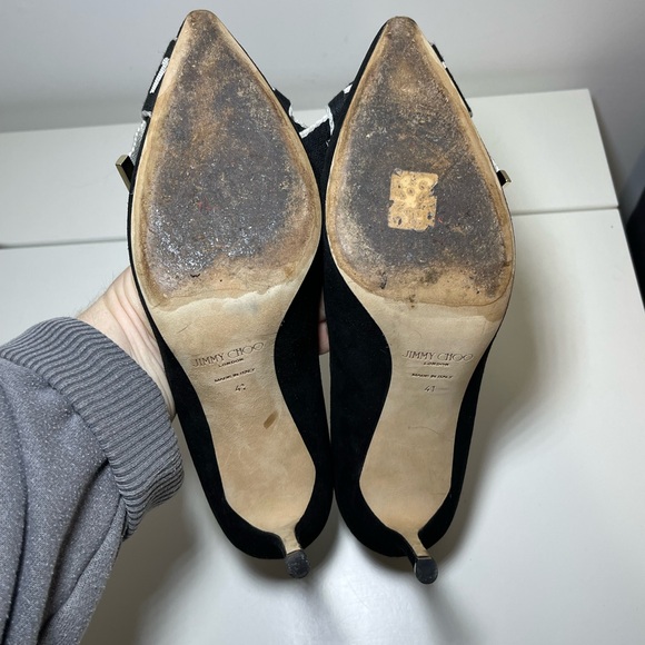Jimmy Choo Tegan 100 Suede Logo Tape Pointed toe Heels EU 41 (11) - Picture 9 of 10
